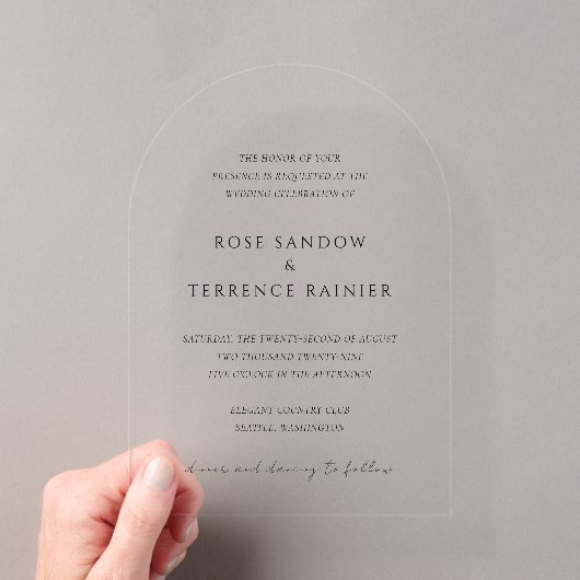 シンプル モダン エレガント ウェディング アクリル招待状 (インサイチュ (ポータブル))