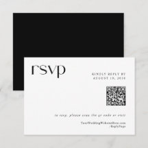 シンプル モダン エレガント ウェディング QRコード RSVP カード