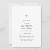 シンプル モダン エレガント クロス ボーイ 確認 招待状 (正面)