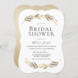 シンプル モダン エレガント ゴールド リーフ ブライダル シャワー 招待状