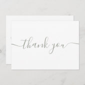 シンプル モダン エレガント サージュグリーン スクリプト サンキューカード (正面/裏面)