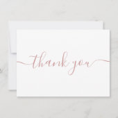 シンプル モダン エレガント ダスティ ローズ スクリプト サンキューカード (正面)