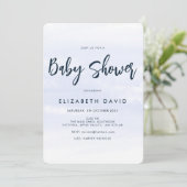 シンプル モダン エレガント ネイビーブルー ベビーシャワー 招待状 (スタンド正面)