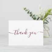 シンプル モダン エレガント バーガンディ スクリプト サンキューカード (スタンド正面)