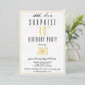 シンプル モダン エレガント ブラック＆ホワイト ゴールド シルバー 箔招待状 (立ち正面)