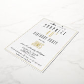 シンプル モダン エレガント ブラック＆ホワイト ゴールド シルバー 箔招待状 (回転した状態)