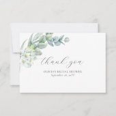 シンプル モダン エレガント ボヘミアンスタイル サージュグリーン 小さな感謝カード サンキューカード (正面)