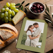 シンプル モダン オリーブグリーン オリーブ ブランチ フォト 招待状