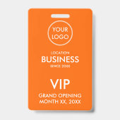シンプル モダン オレンジ VIP パス ロゴを追加 バッジ (正面)