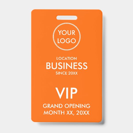 シンプル モダン オレンジ VIP パス ロゴを追加 バッジ (正面)