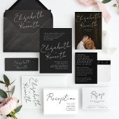 シンプル モダン オーダーメイド ネーム 白 黒 ウェディング 招待状