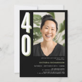 シンプル モダン オーダーメイド フォト 40歳の誕生日 招待状 (正面)