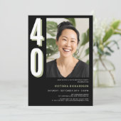 シンプル モダン オーダーメイド フォト 40歳の誕生日 招待状 (スタンド正面)