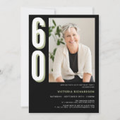 シンプル モダン オーダーメイド フォト 60歳 誕生日 招待状 (正面)