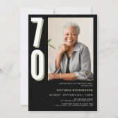 シンプル モダン カスタム フォト 70歳の誕生日 招待状 (正面)