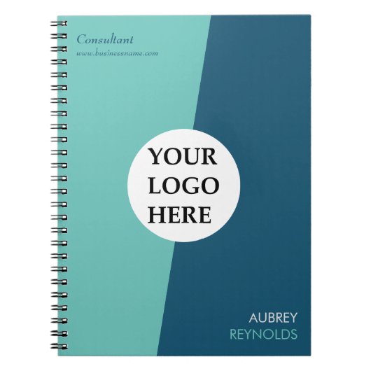 シンプル モダン カスタム ブルー グリーン プロフェッショナル ノートブック (正面)