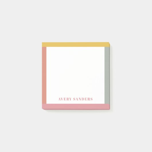 シンプル モダン カラフル ボーダー 名前 ポストイット (正面)