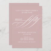 シンプル モダン カリグラフィー フィフティ 50歳の誕生日パーティー 招待状 (正面/裏面)