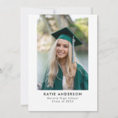 シンプル モダン カリグラフィー 卒業パーティー フォト 招待状 (裏面)