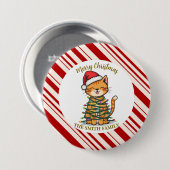 シンプル モダン クリスマス 子猫 CatMAS パターン 缶バッジ (正面&裏面)