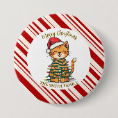 シンプル モダン クリスマス 子猫 CatMAS パターン 缶バッジ (正面)