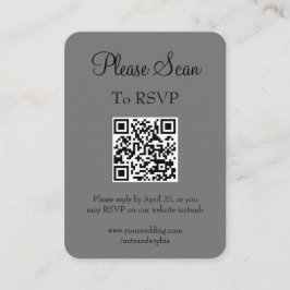 シンプル モダン グレー ウェディング スキャン QR コード エンクロージャーカード