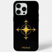 シンプル モダン コンパスと飛行機、トラベル カスタム Case-Mate iPhoneケース (裏面)