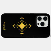 シンプル モダン コンパスと飛行機、トラベル カスタム Case-Mate iPhoneケース (裏面 (横))
