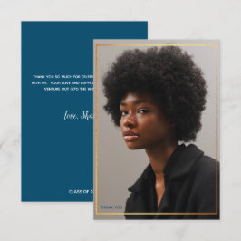 シンプル モダン ゴールド縁 卒業 ありがとう 招待状