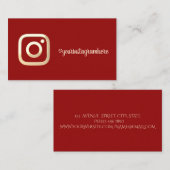 シンプル モダン ゴールド インスタグラム ソーシャルメディア 赤 名刺 (正面/裏面)