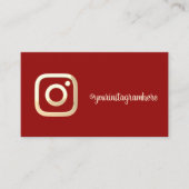 シンプル モダン ゴールド インスタグラム ソーシャルメディア 赤 名刺 (正面)
