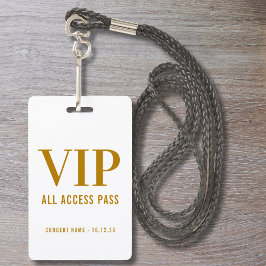 シンプル モダン ゴールド スクリプト VIP オールアクセスパス バッジ