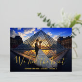 シンプル モダン ゴールド フォト エレガント ウェディング レセプション 箔招待状 (立ち正面)