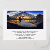 シンプル モダン ゴールド フォト エレガント ウェディング レセプション 箔招待状 (裏面)