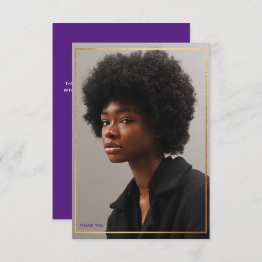 シンプル モダン ゴールド ボーダー 卒業 ありがとう ご招待 招待状 (正面/裏面)