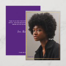 シンプル モダン ゴールド ボーダー 卒業 ありがとう ご招待 招待状