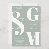 シンプル モダン サージュグリーン ウェディング 招待状 (正面)