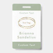 シンプル モダン サージュグリーン 業務 ロゴ カスタム バッジ (正面)