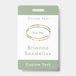 シンプル モダン サージュグリーン 業務 ロゴ カスタム バッジ