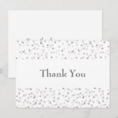 シンプル モダン シック シルバーハート コンフェッティ サンキューカード (正面/裏面)