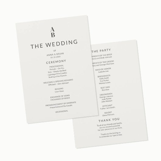 シンプル モダン シビル ウェディング プログラム