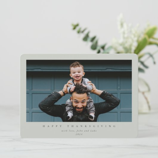 シンプル モダン シングル フォト ハッピー サンクスギビング シーズンカード (スタンド正面)