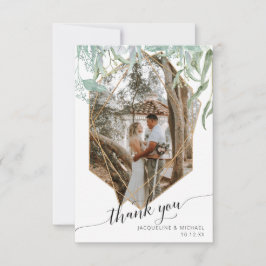 シンプル モダン ジオメトリック ゴールド リーフ フォリアージ フォト サンキューカード