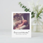 シンプル モダン スクエア フォト ベイビー シャワー サンクス ポストカード (スタンド正面)