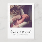 シンプル モダン スクエア フォト ベイビー シャワー サンクス ポストカード (正面)