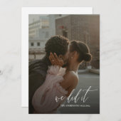 シンプル モダン スクリプト ウェディング フォト 招待状 (正面/裏面)