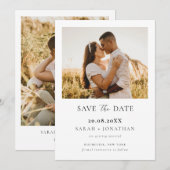シンプル モダン スクリプト セーブ ザ デート フォト 招待状 (正面/裏面)