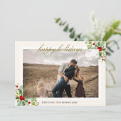 シンプル モダン スクリプト ハッピー モーメント 1 枚の写真 シーズンカード (スタンド正面)