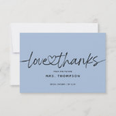 シンプル モダン スクリプト ラブ アンド サンクス ブライダル シャワー サンキューカード (正面)