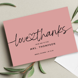 シンプル モダン スクリプト ラブ アンド サンクス ブライダル シャワー サンキューカード